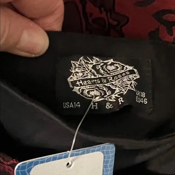 NEW H&R Red Floral Gothic Steampunk Corset Jacket & Matching Swingdress Size 14 - Picture 4 of 16